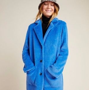 Sanctuary x Anthropologie Fuzzy Cornflower Blue Coat, Sz M, $168